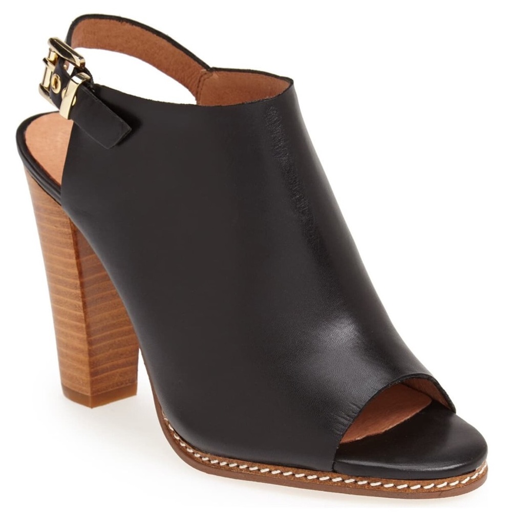 Halogen Sasha Leather Mule Bootie Heels